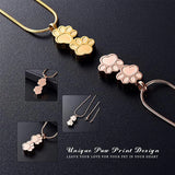 Stainless Steel Double Dog Paw Print Memorial Urn Necklace for Pet Ashes