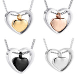 Stainless Steel Double Heart Cremation Urn Necklace Keepsake Memorial Ashes