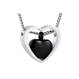 Stainless Steel Double Heart Cremation Urn Necklace Keepsake Memorial Ashes