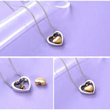 Stainless Steel Double Heart Cremation Urn Necklace Keepsake Memorial Ashes