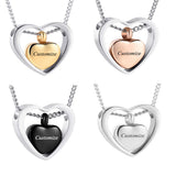Stainless Steel Double Heart Cremation Urn Necklace Keepsake Memorial Ashes