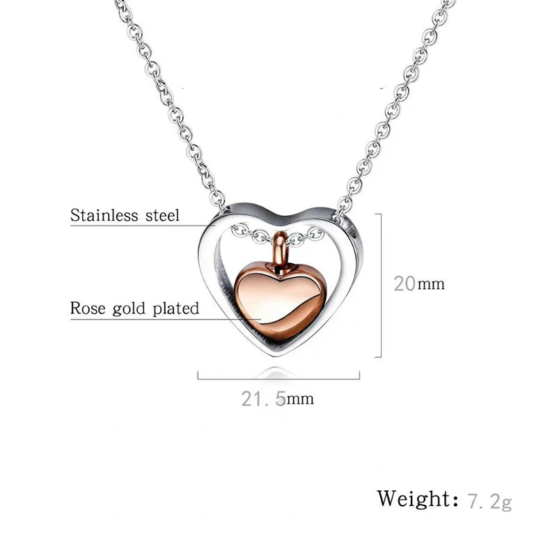 Heart Cremation Urn Necklace Keepsake Jewelry - 4 Colors