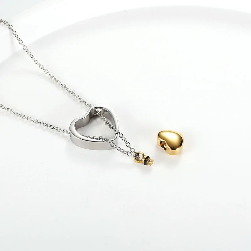 Heart Cremation Urn Necklace Keepsake Jewelry - 4 Colors
