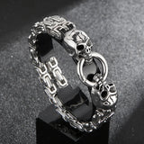 Men's Stainless Steel Double Layer Chain Bracelet with Skull Charm