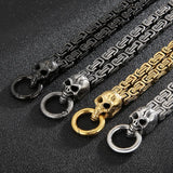 Men's Stainless Steel Double Layer Chain Bracelet with Skull Charm