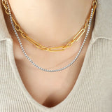 Zircon Clavicle Necklace Women's Double Layer Twin Necklace