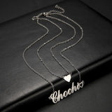 Heart Name Nameplate Double Layer Necklace
