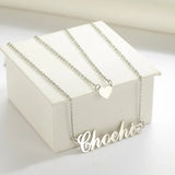 Heart Name Nameplate Double Layer Necklace