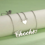 Heart Name Nameplate Double Layer Necklace