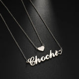 Heart Name Nameplate Double Layer Necklace