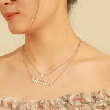 Heart Name Nameplate Double Layer Necklace