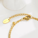 Stainless Steel Double Layers Chain Bracelet with Pearl Charm