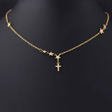 Double Necklace Cross Beads Star Moon Clavicle Chain Ladies Necklace