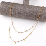 Double Necklace Cross Beads Star Moon Clavicle Chain Ladies Necklace
