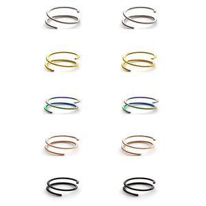 Spiral Nose Ring Hoop Stainless Steel Double Nose Piercing Jewelry