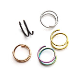 Spiral Nose Ring Hoop Stainless Steel Double Nose Piercing Jewelry