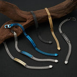 Stainless Steel Double-row Chain Bend Piece Bracelet Unisex Jewelry
