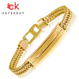 Stainless Steel Double-row Chain Bend Piece Bracelet Unisex Jewelry