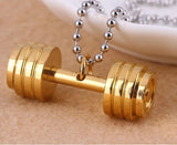 Stainless Steel Dumbbell Charm Pendant Necklace Men Fitness Jewelry