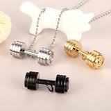 Stainless Steel Dumbbell Charm Pendant Necklace Men Fitness Jewelry