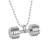 Stainless Steel Dumbbell Charm Pendant Necklace Men Fitness Jewelry