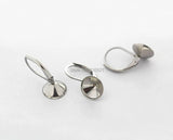 Stainless Steel Ear Clip Wire Hook Earrings with 9mm Circle Bezel