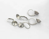 Stainless Steel Ear Clip Wire Hook Earrings with 9mm Circle Bezel