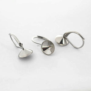 Stainless Steel Ear Clip Wire Hook Earrings with 9mm Circle Bezel