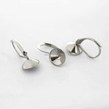 Stainless Steel Ear Clip Wire Hook Earrings with 9mm Circle Bezel
