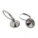 Stainless Steel Ear Clip Wire Hook Earrings with 9mm Circle Bezel