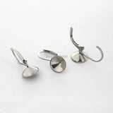 Stainless Steel Ear Clip Wire Hook Earrings with 9mm Circle Bezel