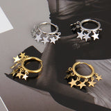Women's Stainless Steel Hoop Earrings Star Drop Circle Jewelry