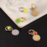 Colorful Heart Earring Smiley Pendant Silver Hoop Earrings