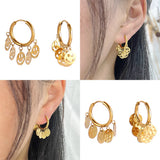 Women's Stainless Steel Round Star Heart Smiley Drop Earrings