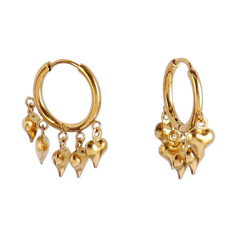 Women's Stainless Steel Round Star Heart Smiley Drop Earrings