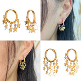 Women's Stainless Steel Round Star Heart Smiley Drop Earrings