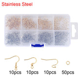 Stainless Steel Earring Hooks Clasps Split Rings DIY Earing Findings Set