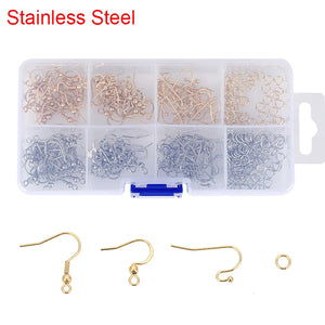 Stainless Steel Earring Hooks Clasps Split Rings DIY Earing Findings Set
