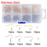 Stainless Steel Earring Hooks Clasps Split Rings DIY Earing Findings Set