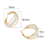 Round Pearl Earrings  Stainless Steel Statement Jewelry