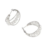 Round Pearl Earrings  Stainless Steel Statement Jewelry