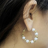 Round Pearl Earrings  Stainless Steel Statement Jewelry