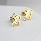 Custom Old English Font Stainless Steel Ear Studs