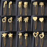 Stainless Steel Earrings Cross Geometric Element Stars Heart Tassel