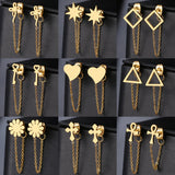 Stainless Steel Earrings Cross Geometric Element Stars Heart Tassel