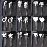 Stainless Steel Earrings Cross Geometric Element Stars Heart Tassel