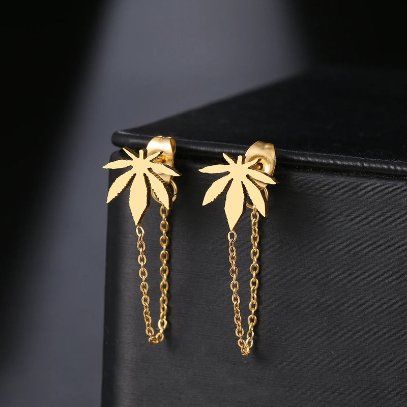 Stainless Steel Earrings Cross Geometric Element Stars Heart Tassel
