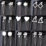Stainless Steel Earrings Cross Geometric Element Stars Heart Tassel