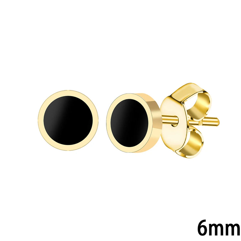 Round Stainless Steel Stud Earrings for Women
