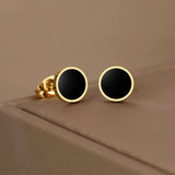 Round Stainless Steel Stud Earrings for Women